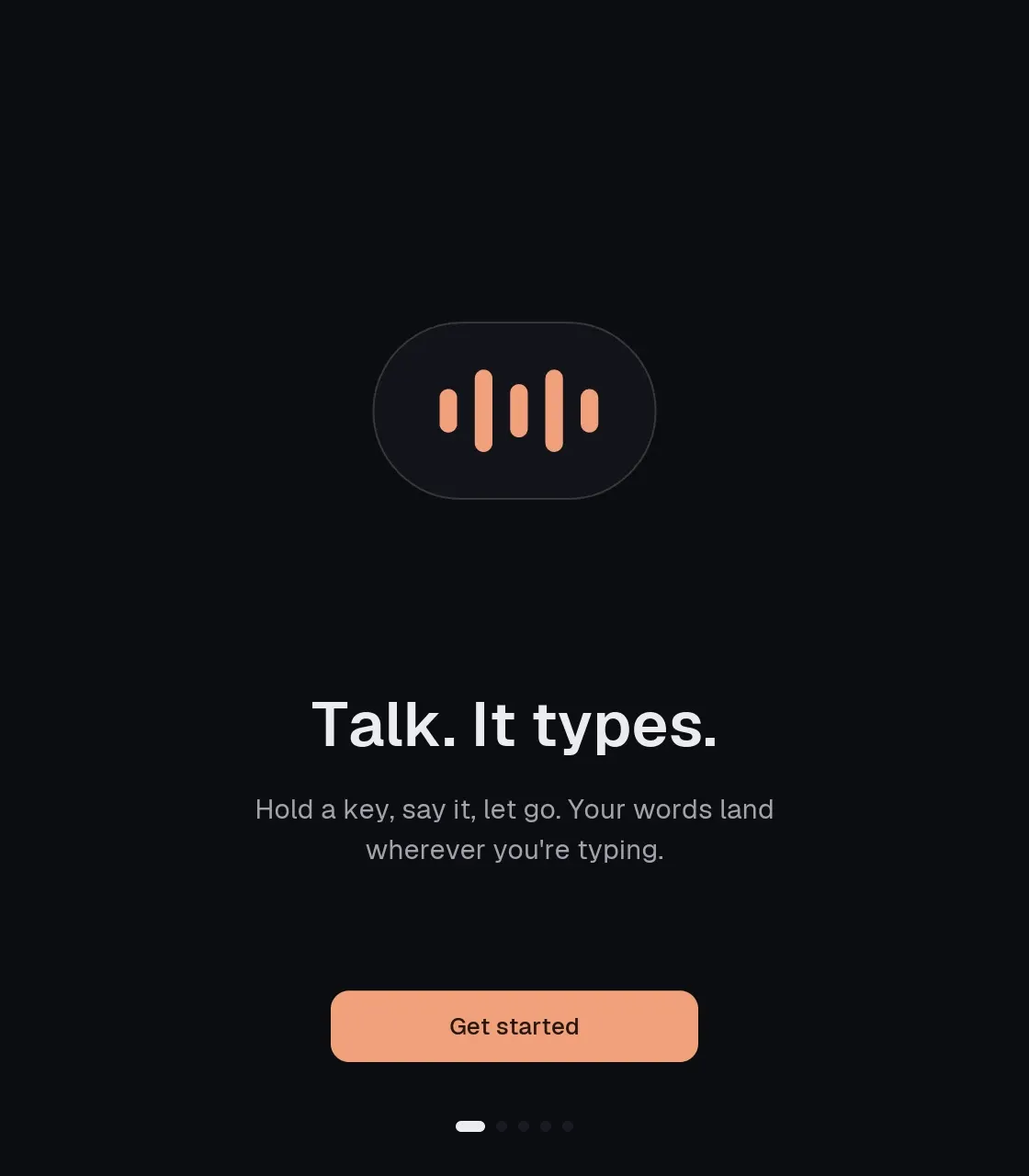 Likh welcome screen reading Talk. It types.
